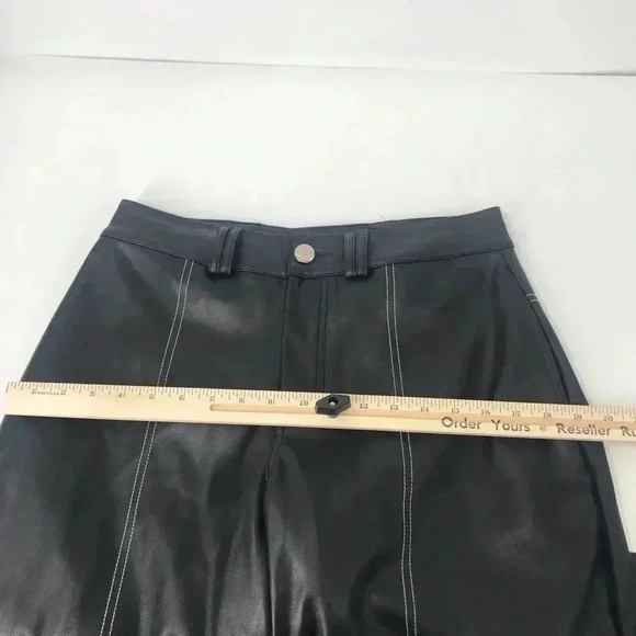 Manière De Voir Pants Womens 8 Black Faux Leather Cargo Moto Y2K Streetwear - Picture 10 of 16